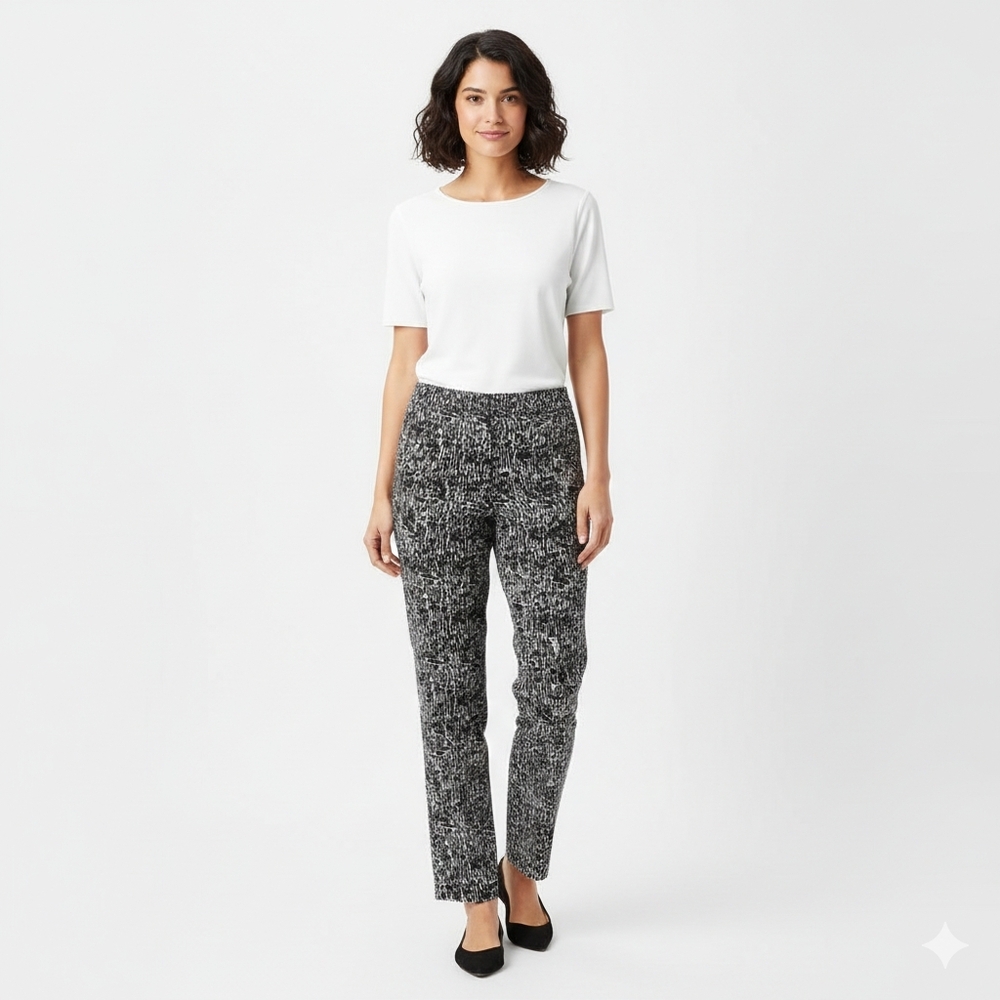 Chico's‎ Womens Black and White Straight Leg Pants Size 15